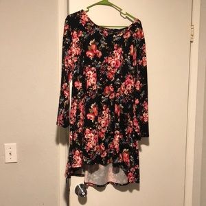 Floral swing dress—long sleeve